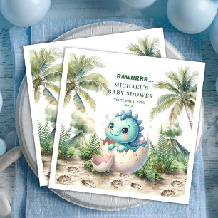 Serviette En Papier Baby Shower Charmant Dino Qui Va Éclore Bientôt No