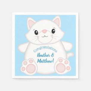Serviette En Papier Baby shower chat Kitty Blue