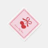 Serviette En Papier Baby shower Cherry Bow rose et rouge main dessinée (Coin)