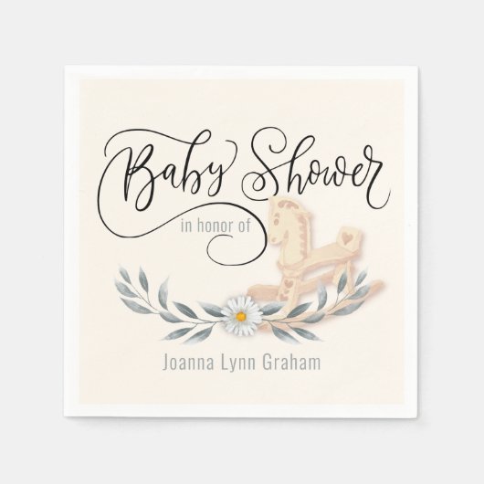 Serviette En Papier Baby shower Cheval à roche Papier personnalisé (Devant)