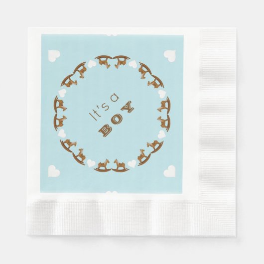 Serviette En Papier Baby shower Cheval à rocher C'est un garçon servie (Devant)