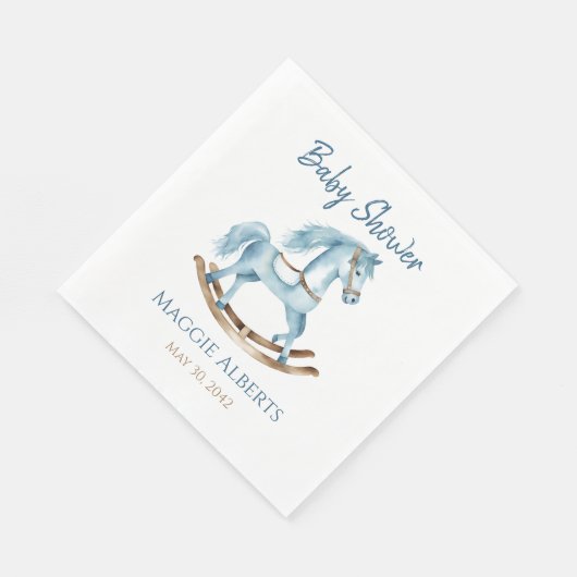 Serviette En Papier Baby shower Cheval Rocheux Garçon bleu Napkin (Coin)