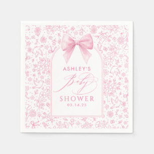 Serviette En Papier Baby Shower Chinoiserie Fantaisiste Ruban Rose 