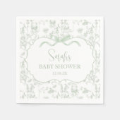Serviette En Papier Baby shower Chinoiserie Sage Green Bow (Devant)