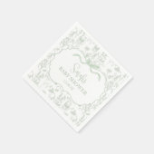 Serviette En Papier Baby shower Chinoiserie Sage Green Bow (Coin)