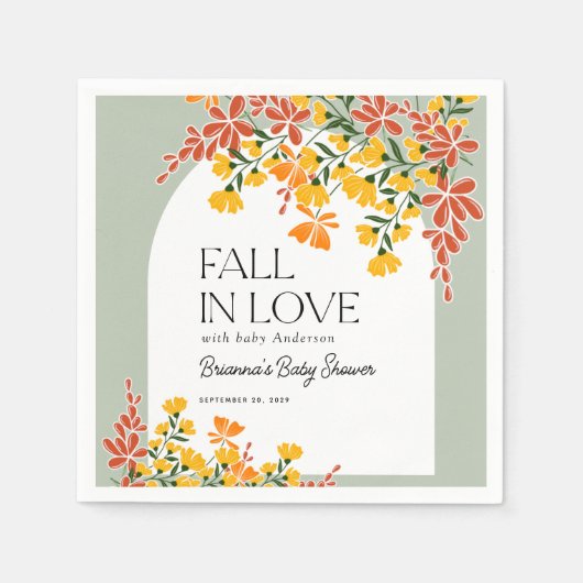 Serviette En Papier Baby shower Chute En Amour Automne Floral Baby (Devant)
