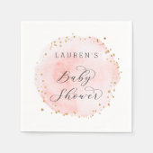 Serviette En Papier Baby shower circulaire d'aquarelle rose pâle (Devant)