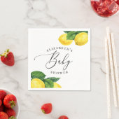 Serviette En Papier Baby shower citron | Aquarelle Citrus d'été (En situation)