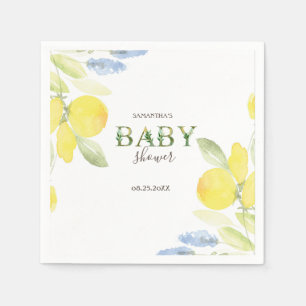 Serviette En Papier Baby-Shower Citrons Aquarelle