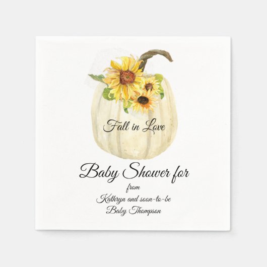 Serviette En Papier Baby shower Citrouille blanc de Sunflower jaune (Devant)