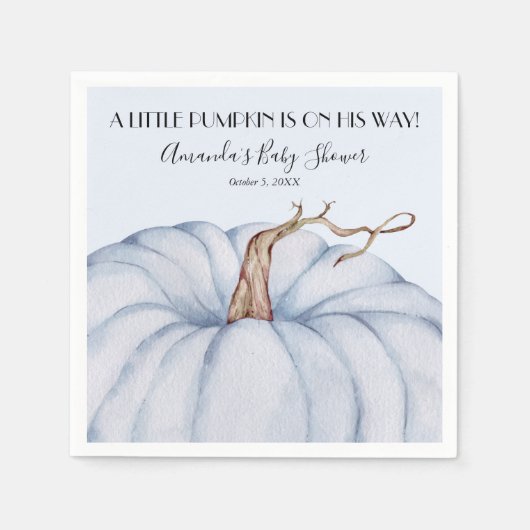 Serviette En Papier Baby shower Citrouille bleu (Devant)