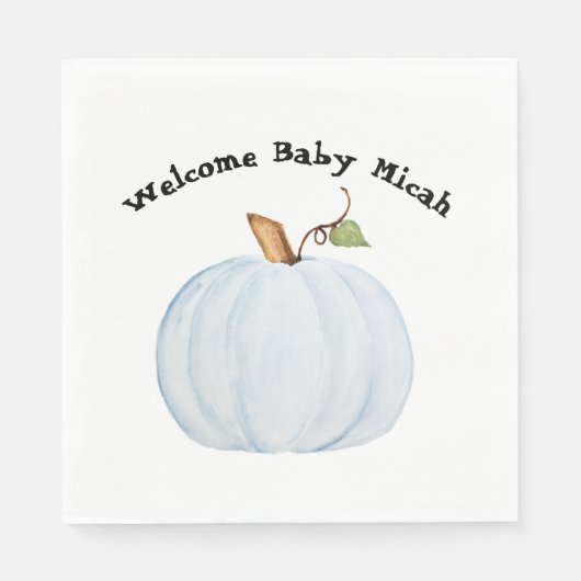 Serviette En Papier Baby shower Citrouille bleu clair Napkin (Devant)
