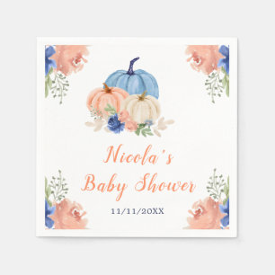 Serviette En Papier Baby shower Citrouille bleu et bleu marine