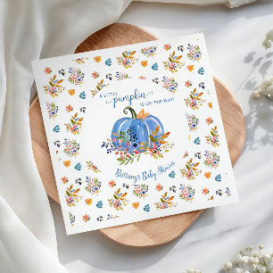 Serviette En Papier Baby Shower Citrouille Bleue Rustique d'Automne