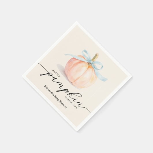 Serviette En Papier Baby shower Citrouille Blue Bow (Coin)