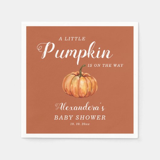 Serviette En Papier Baby shower Citrouille Boho Automne (Devant)
