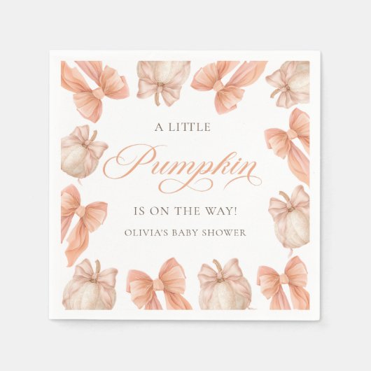 Serviette En Papier Baby shower Citrouille Bow (Devant)