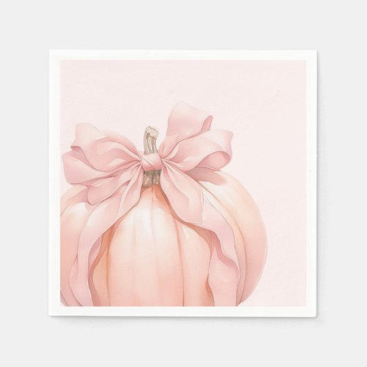 Serviette En Papier Baby shower Citrouille Bow rose (Devant)