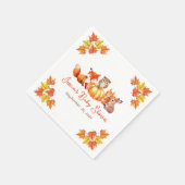 Serviette En Papier Baby shower Citrouille Cute Fox Automne Feuilles A (Coin)