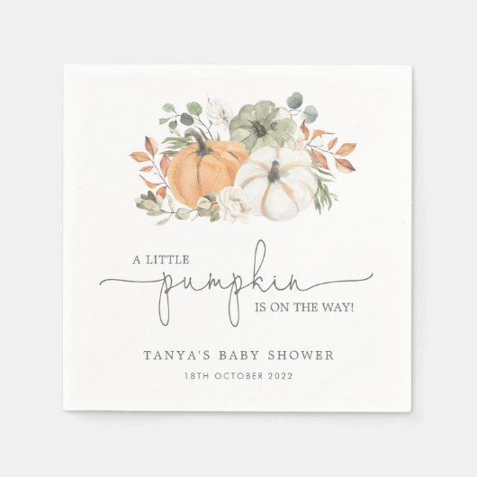 Serviette En Papier Baby shower Citrouille d'automne (Devant)