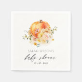 Serviette En Papier Baby shower Citrouille d'automne joli Floral Orang (Devant)