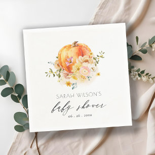 Serviette En Papier Baby shower Citrouille d'automne joli Floral Orang