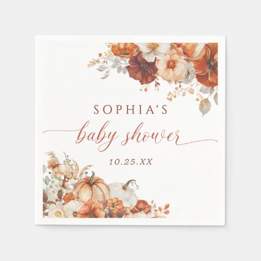 Serviette En Papier Baby shower Citrouille de Boho Fall (Devant)