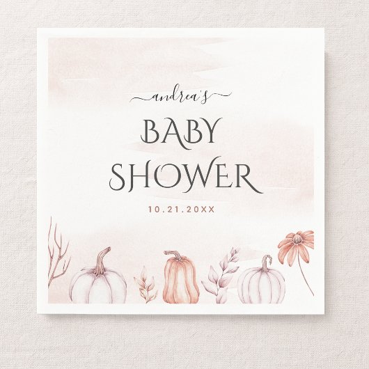 Serviette En Papier Baby shower Citrouille délicieux, Blush et Chaud