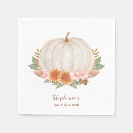 Serviette En Papier Baby shower Citrouille floral (Devant)