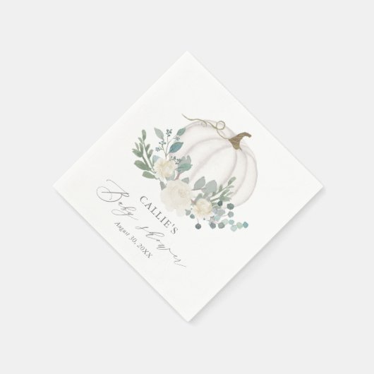Serviette En Papier Baby shower Citrouille Floral Greenery (Coin)