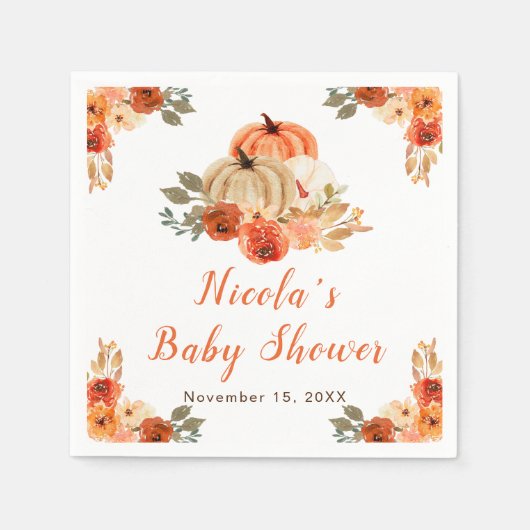 Serviette En Papier Baby shower Citrouille orange (Devant)