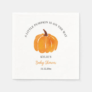 Serviette En Papier Baby shower Citrouille orange aquarelle