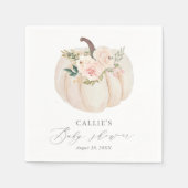 Serviette En Papier Baby shower Citrouille rose fleuri (Devant)