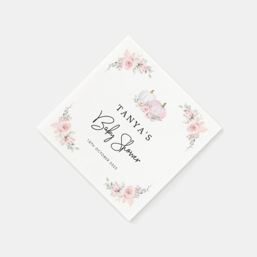 Serviette En Papier Baby shower Citrouille rose Napkin (Coin)