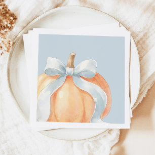 Serviette En Papier Baby Shower Citrouille Ruban Bleu Automne