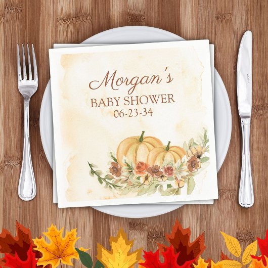 Serviette En Papier Baby shower Citrouille Rustic Automne
