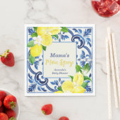 Serviette En Papier Baby shower Citrus Citron Citrus de Carreaux Bleus (En situation)