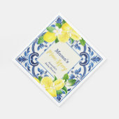 Serviette En Papier Baby shower Citrus Citron Citrus de Carreaux Bleus (Coin)