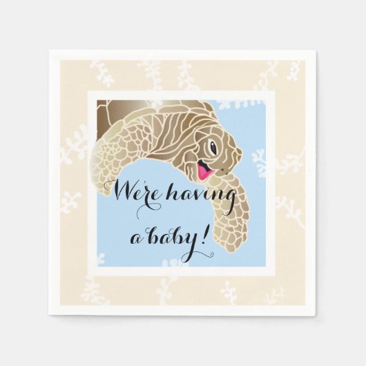 Serviette En Papier Baby shower Cocktail Standard Tortue Napkin Bl/Tan (Devant)