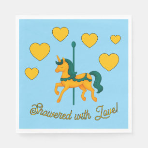 Serviette En Papier Baby shower/Coeurs de licorne lunaire