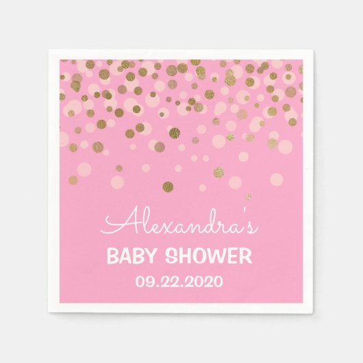 Serviette En Papier Baby shower Confetti à huile rose et or (Devant)