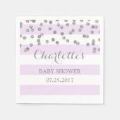 Serviette En Papier Baby shower Confetti d'argent en javande violette (Devant)