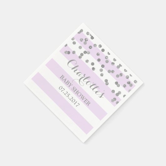 Serviette En Papier Baby shower Confetti d'argent en javande violette (Coin)