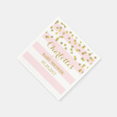 Serviette En Papier Baby shower Confetti Gold à rayures roses (Coin)