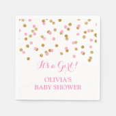 Serviette En Papier Baby shower Confetti rose or (Devant)