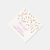 Serviette En Papier Baby shower Confetti rose or (Coin)