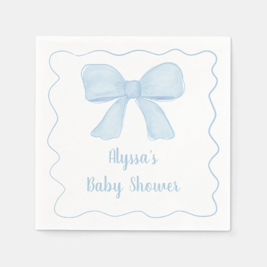Serviette En Papier Baby shower Coquette Blue Boy Bow (Devant)