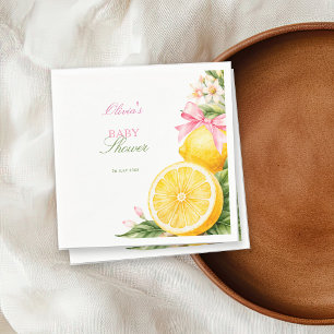 Serviette En Papier Baby Shower Coquette Rose Citron