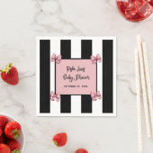Serviette En Papier Baby shower coquette rose, noir et blanc (En situation)