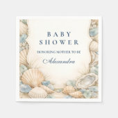 Serviette En Papier Baby Shower Coquillages Neutres au Bord de la Mer (Devant)